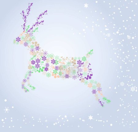 Illustration for "snowflake deer" colorful vector illustration - Royalty Free Image