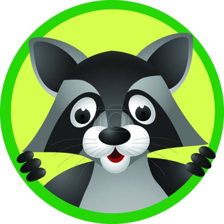 Téléchargez les illustrations : "Raccoon dessin animé "illustration vectorielle colorée - en licence libre de droit