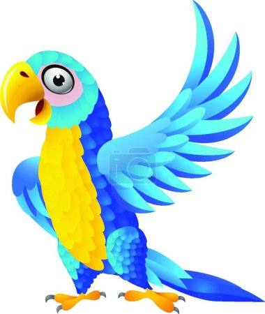 Ilustración de Icono de dibujos animados guacamayo azul, ilustración vectorial - Imagen libre de derechos