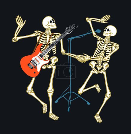 Illustration for "skeleton concert" colorful vector illustration - Royalty Free Image