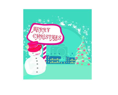 Illustration for " Happy snowman card " colorful vector illustration - Royalty Free Image