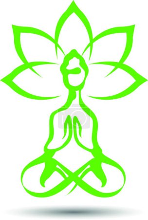 Illustration for "Yoga lotus icon" colorful vector illustration - Royalty Free Image