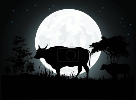 Illustration for "sillhouette of cow" vector illustration - Royalty Free Image