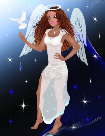 Ilustración de "Mujer Ángel "vector colorido ilustración - Imagen libre de derechos