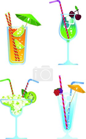 Téléchargez les illustrations : Cocktails, illustration vectorielle graphique - en licence libre de droit