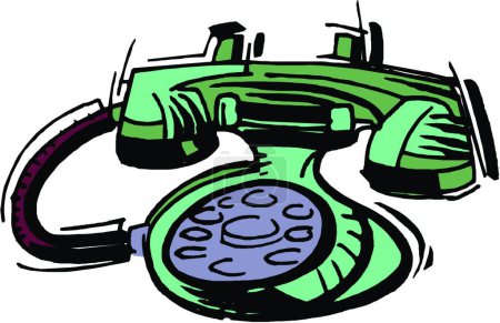 Ilustración de "Teléfono antiguo "icono plano, ilustración vectorial - Imagen libre de derechos