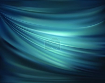 Illustration for Blue abstract satin curtain background - Royalty Free Image