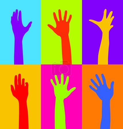 Illustration for Colorful hands, graphic vector illustration - Royalty Free Image