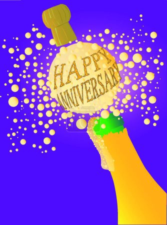 Téléchargez les illustrations : Illustration vectorielle Champagne Joyeux Anniversaire - en licence libre de droit