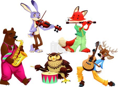 Ilustración de Animales músicos, ilustración vectorial gráfica - Imagen libre de derechos