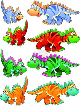 Illustration for Types of dinosaurs, vector illustration - Royalty Free Image