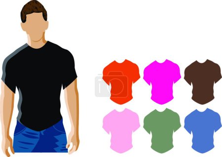 Illustration for Man wearing black t-shirt graphic vector illustration - Royalty Free Image