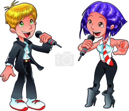 Illustration for Young singers. graphic vector illustration - Royalty Free Image