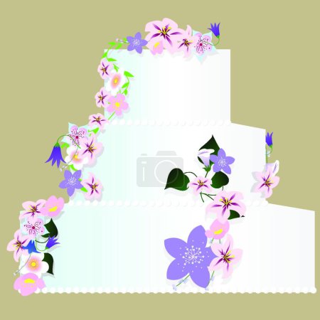 Téléchargez les illustrations : Illustration vectorielle graphique gâteau de mariage - en licence libre de droit