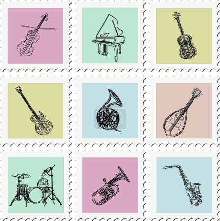 Illustration for Postage stamp instruments graphic vector illustration - Royalty Free Image