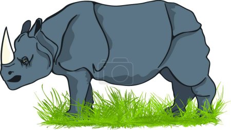 Ilustración de Gran ilustración vectorial gráfico rinoceronte - Imagen libre de derechos