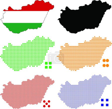 Téléchargez les illustrations : Hongrie cartes ensemble vectoriel - en licence libre de droit