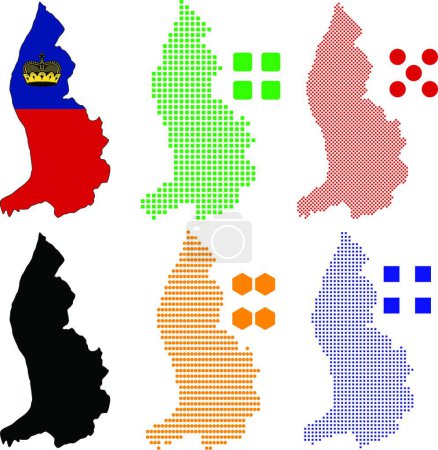 Illustration for Liechtenstein maps vector set - Royalty Free Image