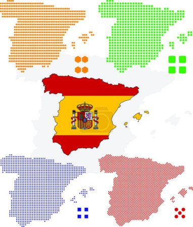 Illustration for Spain maps vector set - Royalty Free Image