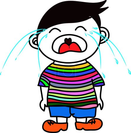 Illustration for Boy crying modern vector illustration - Royalty Free Image