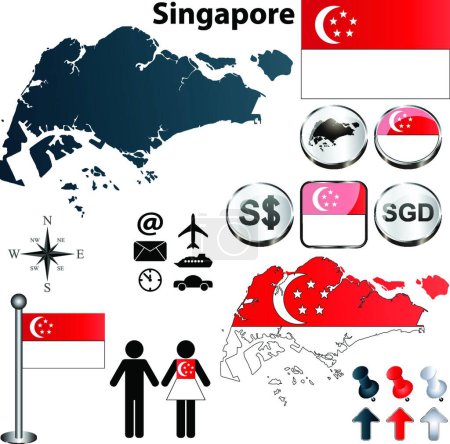 Ilustración de Singapur mapa vector ilustración - Imagen libre de derechos