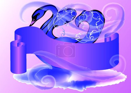 Illustration for Swan and ribbon, colorful vector illustration - Royalty Free Image