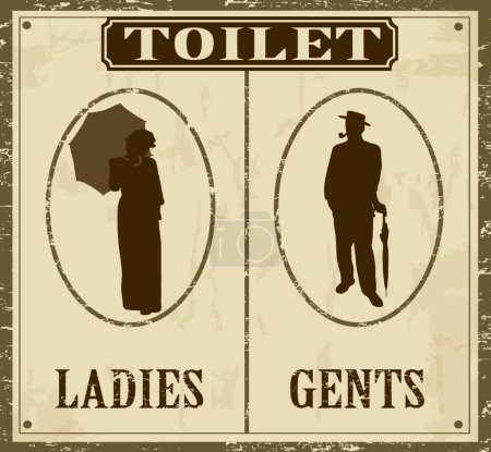 Illustration for Toilet retro poster, colorful vector illustration - Royalty Free Image