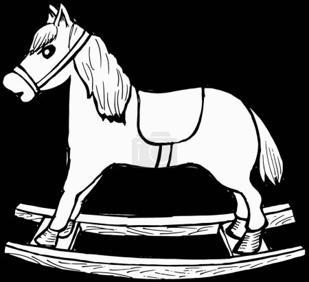 Téléchargez les illustrations : "cheval à bascule "illustration vectorielle - en licence libre de droit