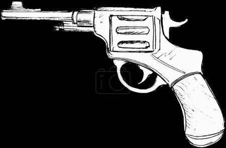 Illustration for Revolver, vector image on black background - Royalty Free Image