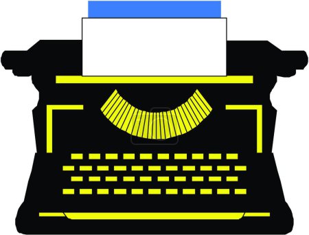Téléchargez les illustrations : Machine à écrire, illustration vectorielle simple - en licence libre de droit