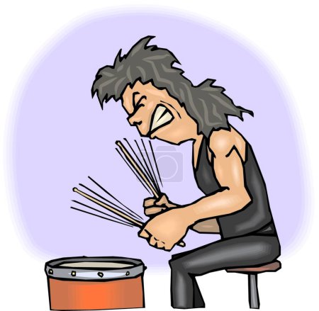 Téléchargez les illustrations : Angry Drummer, illustration vectorielle simple - en licence libre de droit