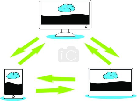 Téléchargez les illustrations : Ordinateur Cloud, illustration vectorielle simple - en licence libre de droit