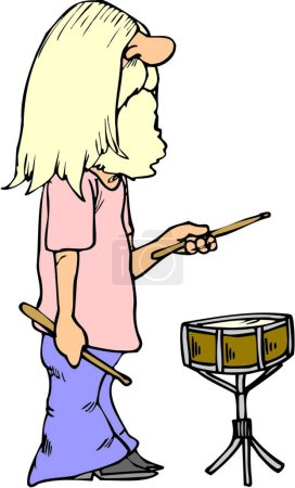Ilustración de Antiguo baterista, ilustración vectorial simple - Imagen libre de derechos