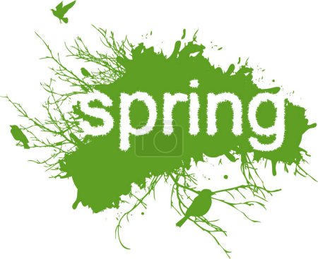 Illustration for Spring lettering on green splat - Royalty Free Image