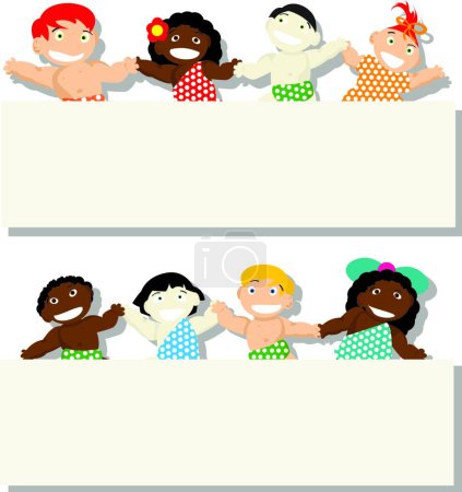 Illustration for Babies with banner, simple vector illustration - Royalty Free Image