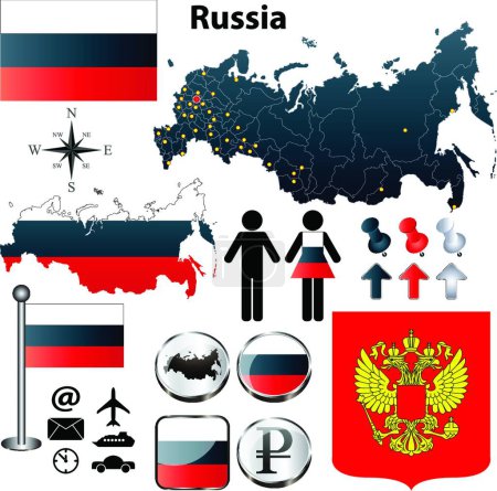Ilustración de Rusia mapa moderno vector ilustración - Imagen libre de derechos