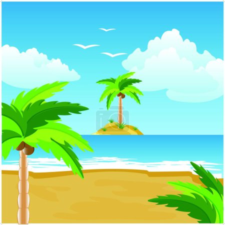 Illustration for Seashore and island, colorful vector illustration - Royalty Free Image