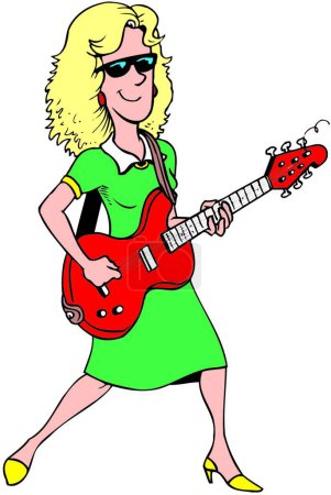 Ilustración de Guitarrista mujer vector moderno ilustración - Imagen libre de derechos