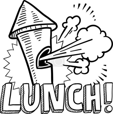 Téléchargez les illustrations : Croquis de pause déjeuner, illustration vectorielle - en licence libre de droit