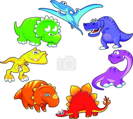 Illustration for Dinosaurs rainbow, vector illustration - Royalty Free Image