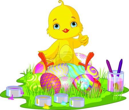 Illustration for Easter chick modern vector illustration - Royalty Free Image
