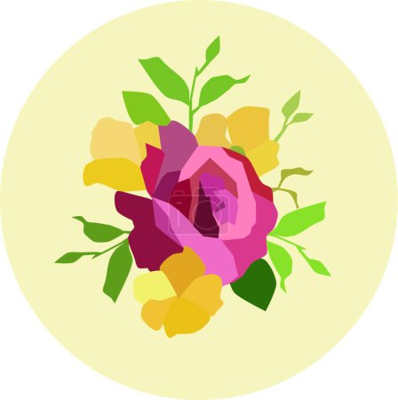 Téléchargez les illustrations : Illustration vectorielle fleur rose - en licence libre de droit