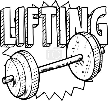 Illustration for Weight lifting sketch  vector illustration - Royalty Free Image