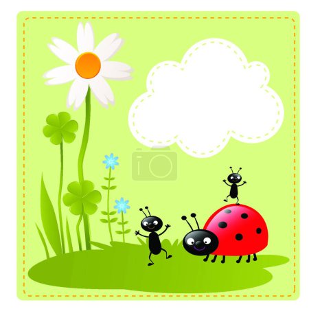 Illustration for Bugs in meadow, colorful vector illustration - Royalty Free Image