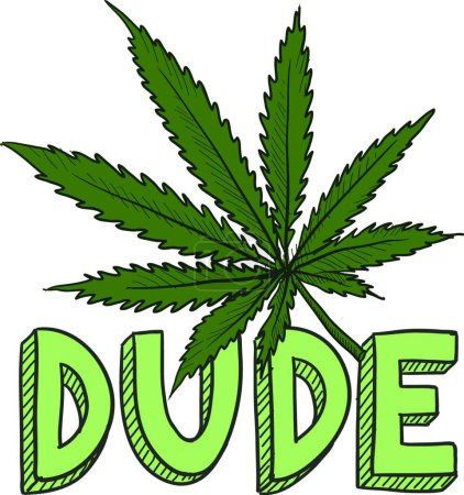 Téléchargez les illustrations : Dude marijuana croquis vectoriel illustration - en licence libre de droit