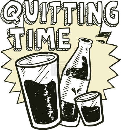 Téléchargez les illustrations : Arrêter le temps alcool croquis, illustration vectorielle - en licence libre de droit