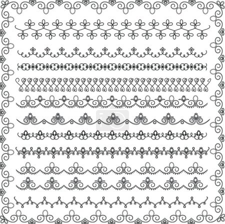 Illustration for Set of lace borders vector illustration - Royalty Free Image