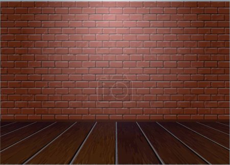 Illustration for Wooden floor and brick wall - Royalty Free Image