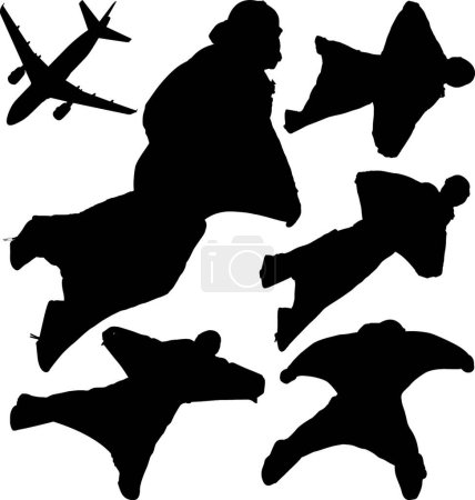 Ilustración de Wingsuit paracaidistas siluetas vector moderno ilustración - Imagen libre de derechos