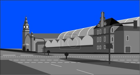 Téléchargez les illustrations : Illustration vectorielle moderne de la gare centrale - en licence libre de droit